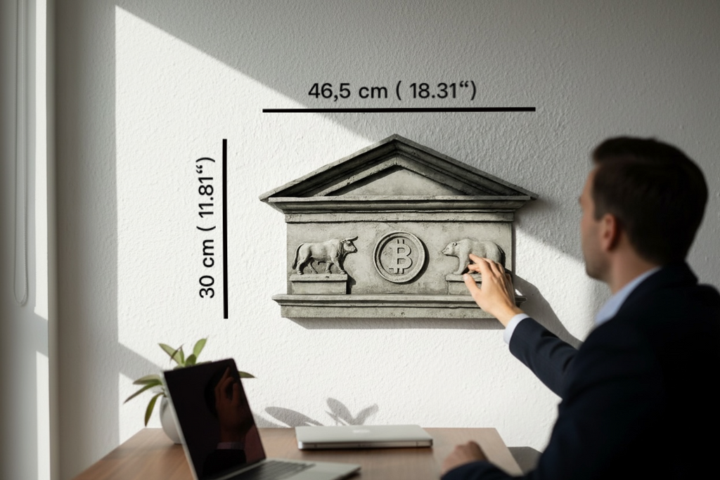 Bull and Bear Bitcoin Wall Art I Handmade Stoic Office Decor