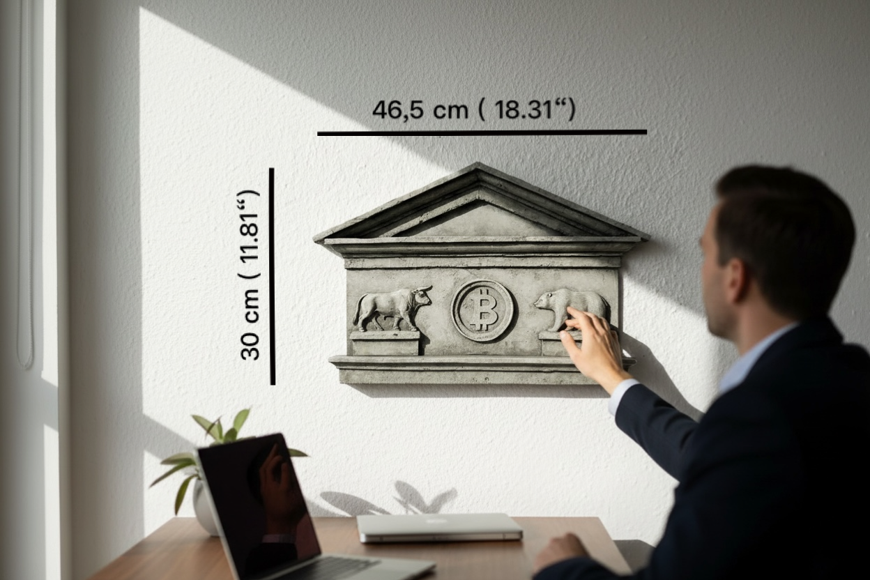 Bull and Bear Bitcoin Wall Art I Handmade Stoic Office Decor