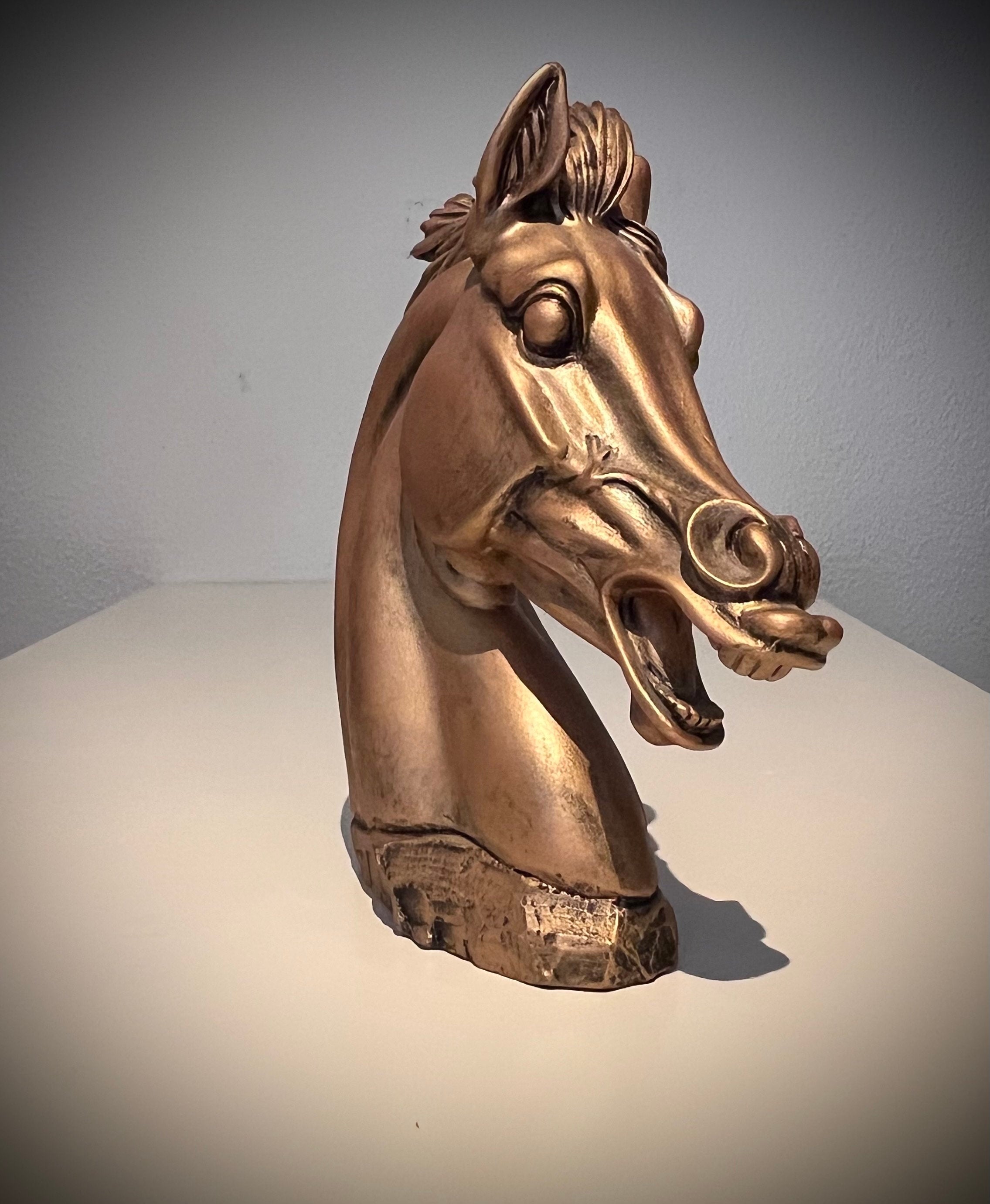 UNIKAT Pferdekopf Skulptur aus massivem Messing