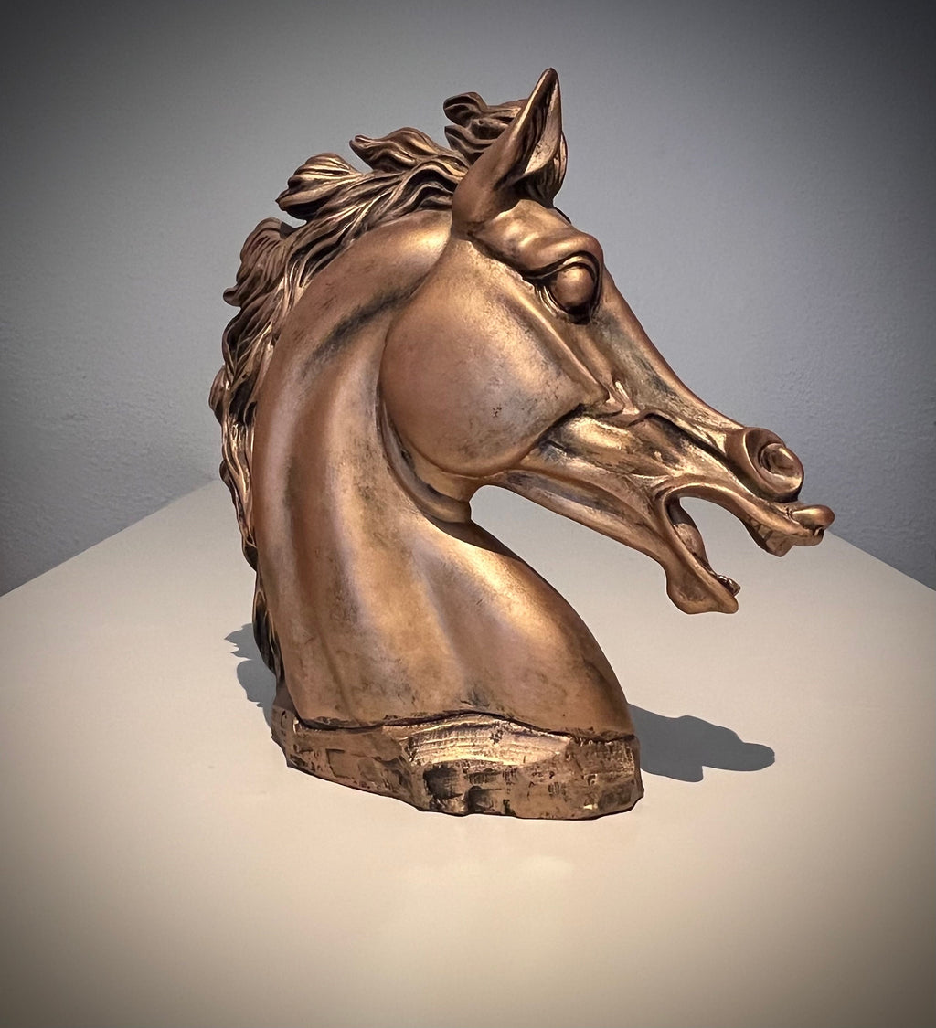 UNIKAT Pferdekopf Skulptur aus massivem Messing